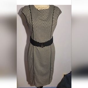 ❤️5 For 25😍 Next Black And White Pencil Dress Size 12 With Belt
